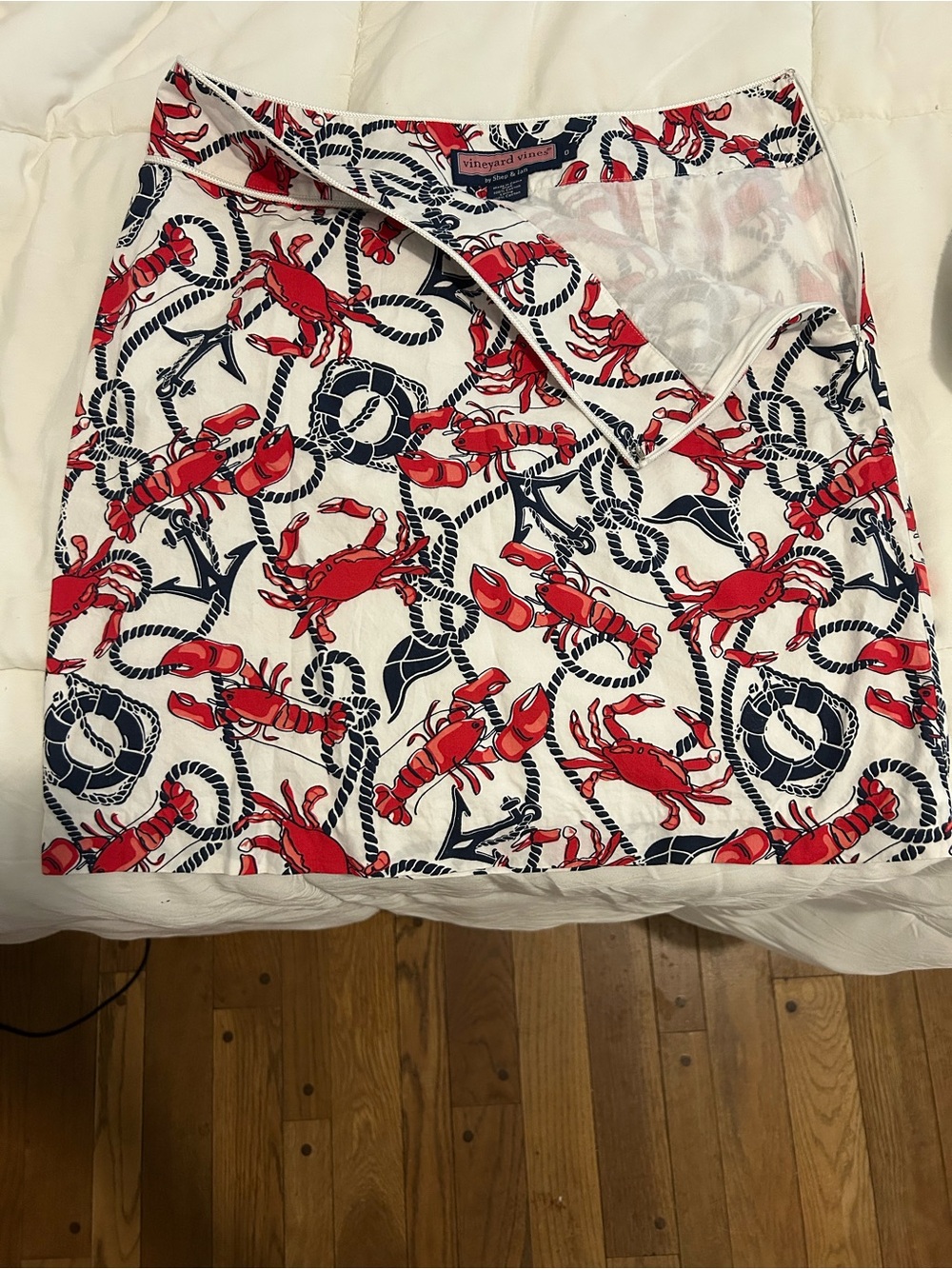 Vineyard Vines Red Lobster & Navy Rope Mini Skirt on White